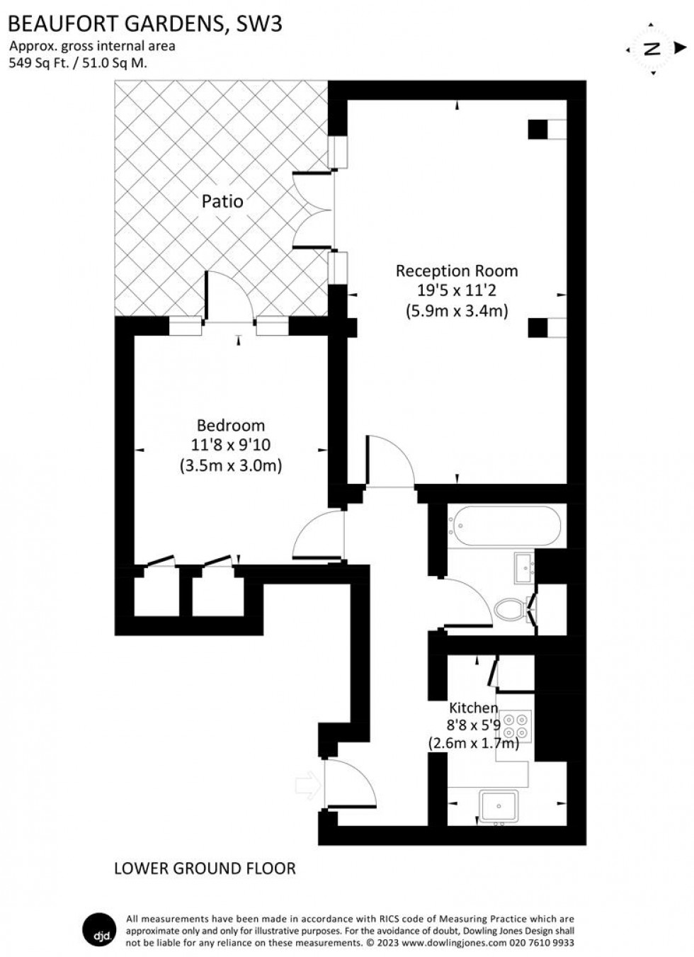 Floorplan for Beaufort Gardens, Knightsbridge SW3