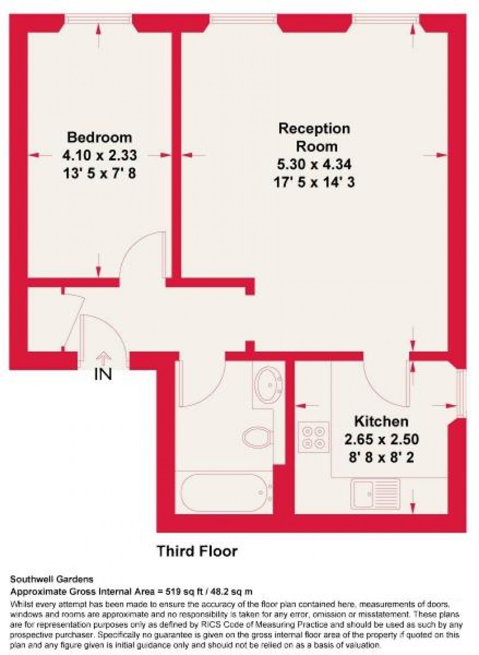 Floorplan for Southwell Gardens, South Kensington, SW7