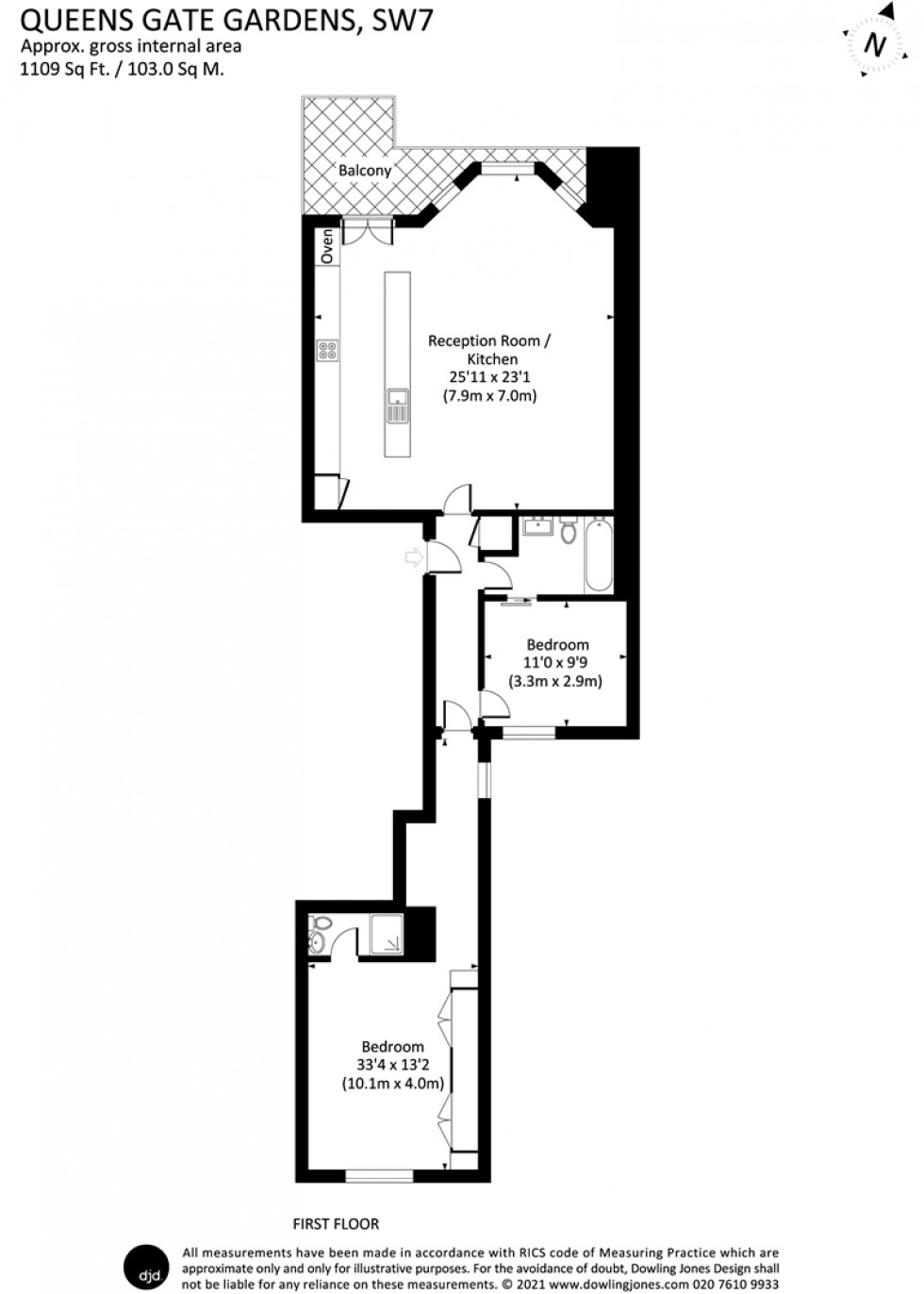 Floorplan for Queens Gate Gardens, South Kensington, SW7