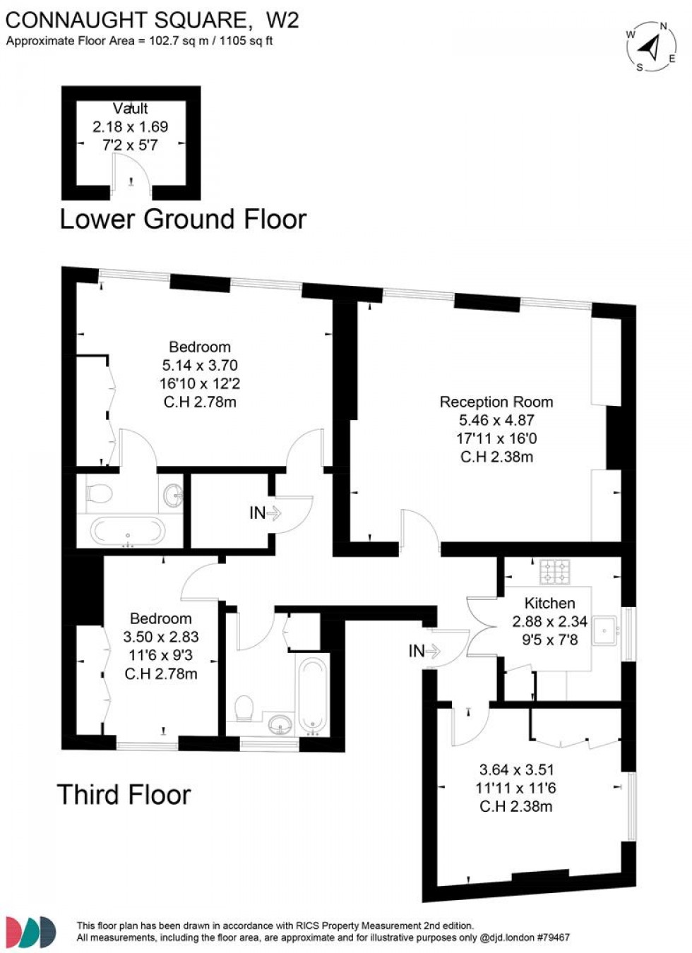 Floorplan for Connaught Square, Westminster W2