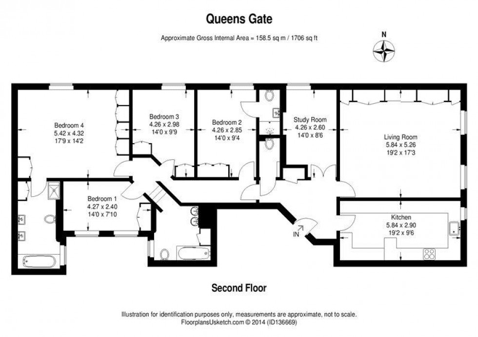 Floorplan for Queens Gate, South Kensington, SW7