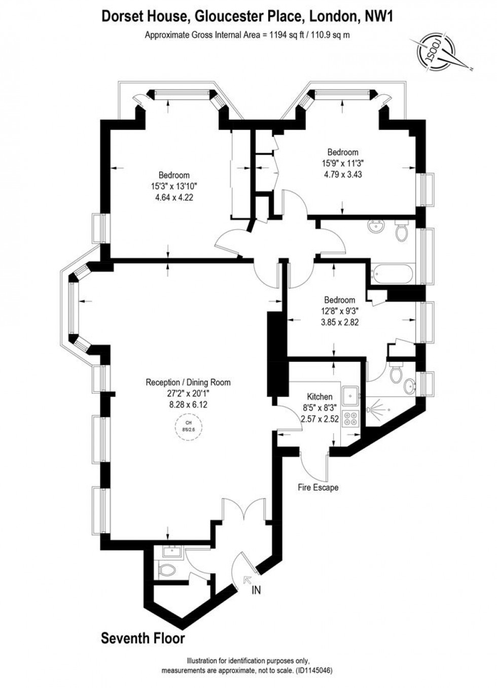 Floorplan for Dorset House, Marylebone, NW1