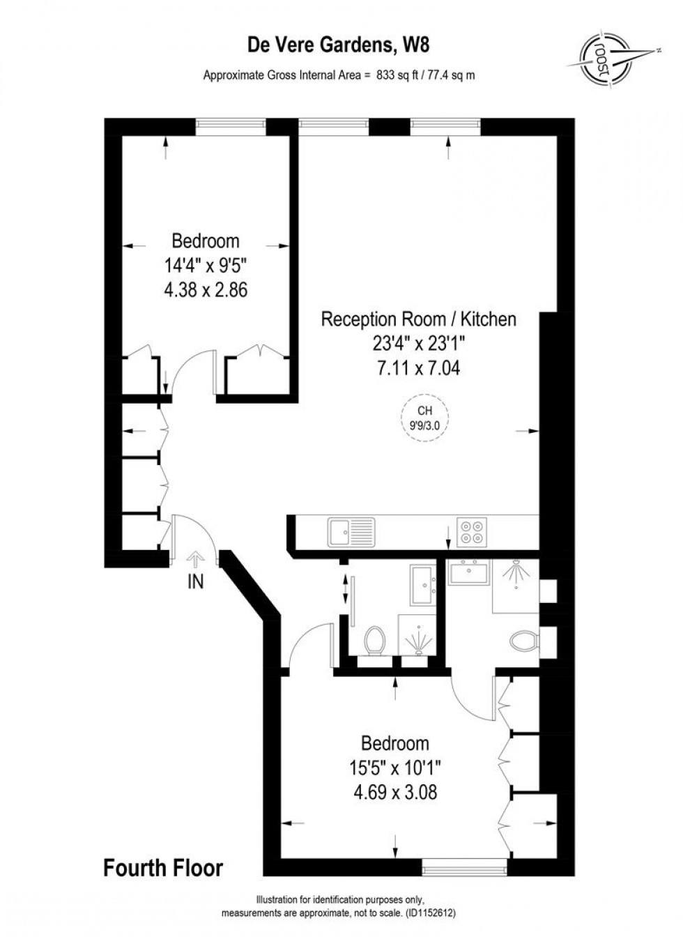 Floorplan for De Vere Gardens, Kensington, W8