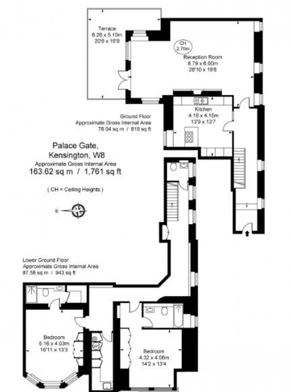 Floorplan for Palace Gate, Kensington, W8